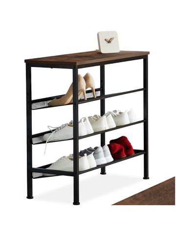 tectake Schuhregal Wolverhampton 75,5 x 30,5 x 69,5 cm, Industrial Holz dunkel, rustikal