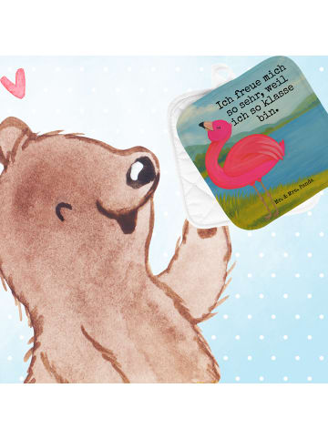 Mr. & Mrs. Panda Topflappen Flamingo Stolz Design mit Spruch in Weiß