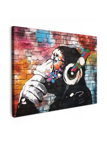 MuchoWow Leinwand bilder Kopfhörer-Affe (BxH)