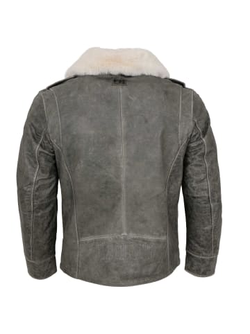 FREAKY NATION Lederblouson Büffelleder retro in Grau