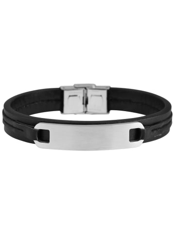 Adeliás Unisex Armband aus Leder 20,5 cm in schwarz
