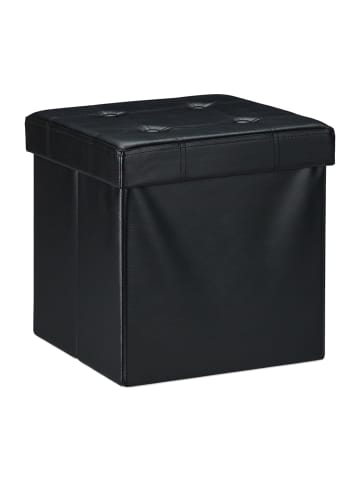 relaxdays Sitzhocker in Schwarz - (B)37 x (H)38 x (T)37 cm