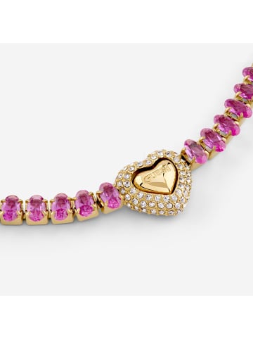 Guess Damen-Tennisarmband Herz Pink/Goldfarben