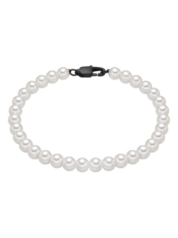 True Rebels Armband aus Edelstahl mit Perle (synth.) in schwarz