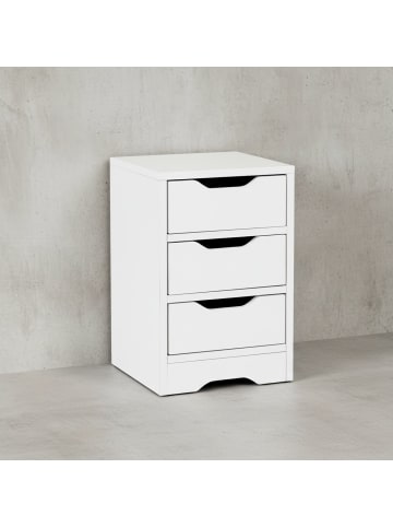 KADIMA DESIGN Nachtkonsole: Modernes Design, 3 Schubladen, große Ablagefläche in Weiß
