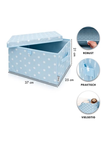 Lifeney Aufbewahrungsbox 2er-Set Hellblau Stern, 37 x 25 x 21 cm