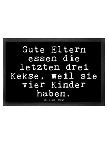 Mr. & Mrs. Panda Fußmatte Gute Eltern essen die... mit Spruch in Schwarz