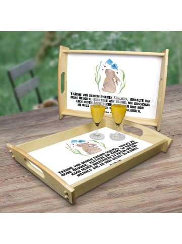 Mr. & Mrs. Panda Servier Tablett Hase Blume mit Spruch in Weiß