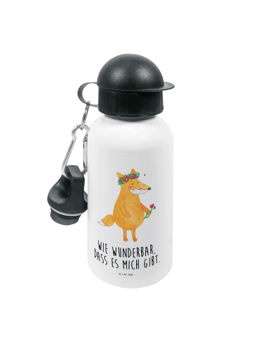 Mr. & Mrs. Panda Kindertrinkflasche Fuchs Blumen mit Spruch in Weiß