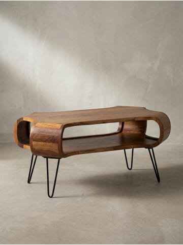 KADIMA DESIGN Couchtisch 100x60x47 cm Massivholz Metall Sofatisch, Design