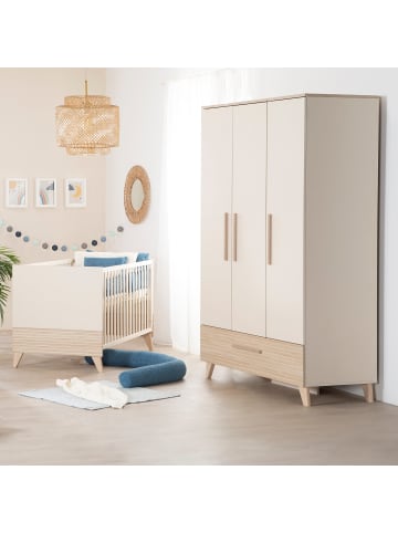 roba Kinderkleiderschrank Sidney 3-türig mit Massivholzgriffen & großer Schublade