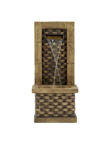 ABRIHOME Gartenbrunnen in Steinoptik mit Tür LED 37x31,5x89 cm