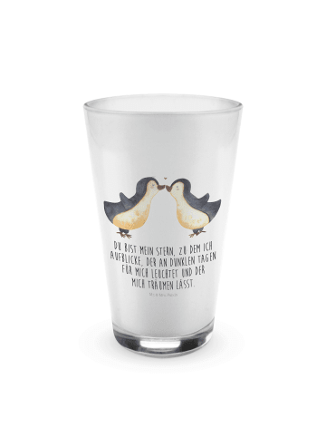 Mr. & Mrs. Panda Trinkglas Pinguin Liebe mit Spruch in Transparent