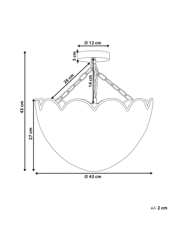 Beliani Pendelleuchten MANDEKAL in /Gold - (W) 43 x (H) 43 x (L) 43 cm