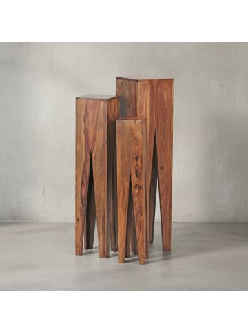 KADIMA DESIGN Beistelltisch-Set mit 3 Giraffenbeinen, Massivholz, rustikales Ambiente in Braun