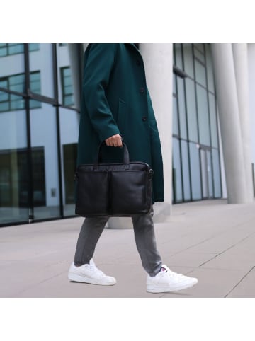 BACCINI Leder-Laptoptasche 15" echt Leder Aktentasche 15 Zoll Laptop Fach schwarz in schwarz