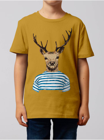 wat? Apparel T-Shirt Hirsch in Ocker