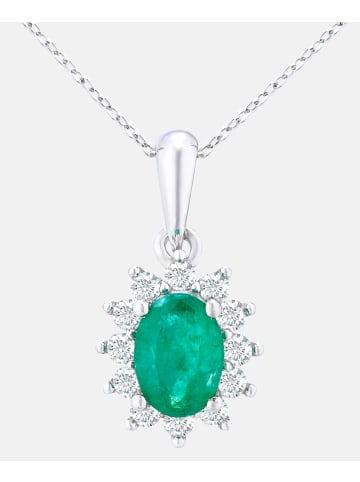 Diamant L'éternel Halskette mit Anhänger aus 375 Weißgold mit Diamant mit Smaragd