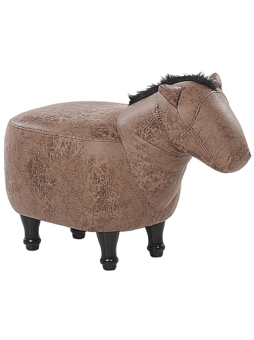 Beliani Tierhocker HORSE in Braun/Dunkler Holzfarbton - (W) 33 x (H) 50 x (L) 64 cm