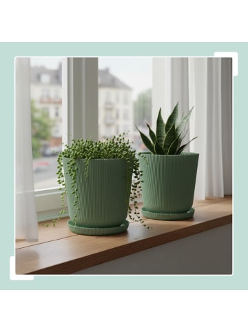 relaxdays 2x Blumentopf in Salbei - (H) 20 x Ø 20 cm