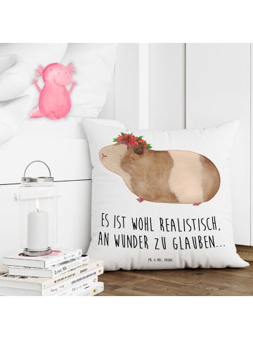 Mr. & Mrs. Panda Dekokissen Meerschweinchen Weisheit mit Spruch in Weiß