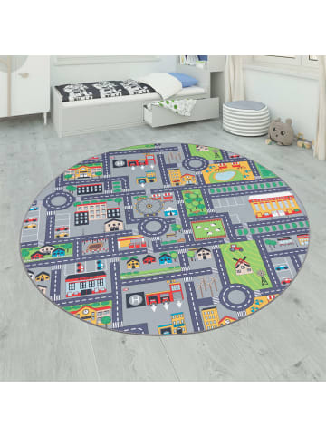 KADIMA DESIGN Kinderteppich waschmaschinenwaschbar Stadt‑Land‑Karten Kinderzimmer in Grau