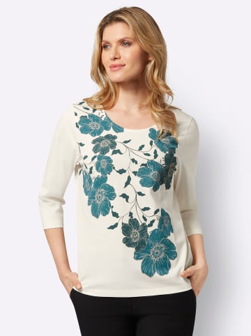 Sieh an! 3/4-Arm-Shirt in champagner-petrol-bedruckt