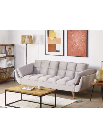 Beliani Schlafsofa ASBY in Grau/Heller Holzfarbton - (W) 218 x (H) 82 x (L) 83 cm