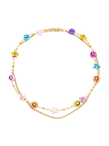 Elli Halskette 925 Sterling Silber mit Smiling Face, Smiling Face, Sterne, Stern in Gold