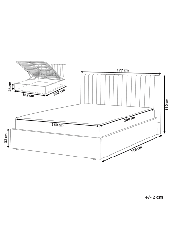 Beliani Doppelbett VION in Weiß - (W) 177 x (H) 110 x (L) 216 cm