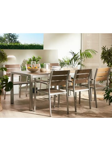 Beliani 7-tlg Gartentisch Set VERNIO in Braun/Silber