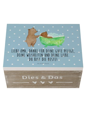 Mr. & Mrs. Panda Geschenkbox Oma Baden mit Spruch in Blau Pastell