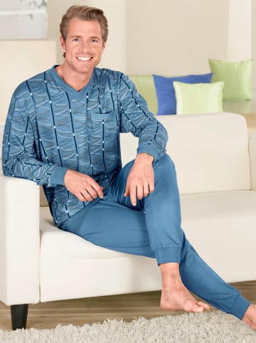 Sieh an! Schlafanzug in blau-gemustert