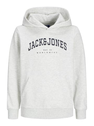 JACK & JONES Junior JJECALEB VARSITY SWEAT HOODIE JNR in white melange