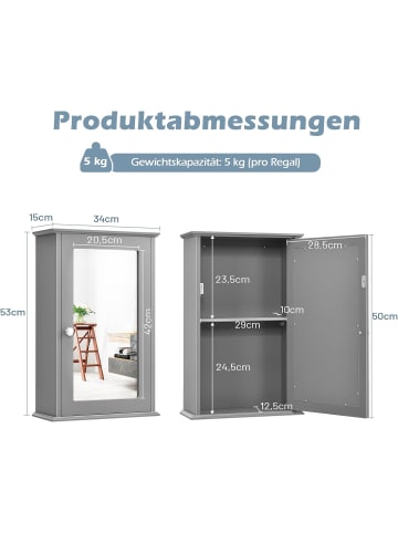 COSTWAY Spiegelschrank in Grau