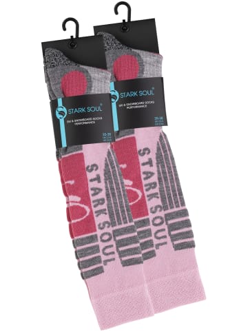 Stark Soul® Ski & Snowboard Socken 2 Paar, mit Spezialpolsterung in Altrosa/Grau