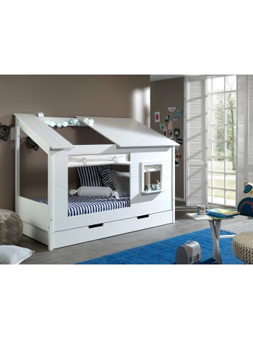 58 aufm Kessel BAUMHAUS Bett Katerine 214x159x105 aus MDF+Massivholz in Weiß