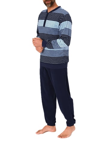 NORMANN Langarm Schlafanzug Frottee Stretch Pyjama Bündchen - 86790 in hellblau
