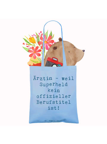 Mr. & Mrs. Panda Tragetasche Spruch Ärztin Superheld mit Spruch in Sky Blue