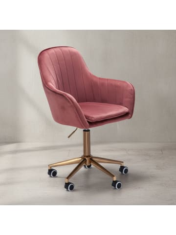 KADIMA DESIGN Schreibtischstuhl Samt , Design Drehstuhl mit Lehne, Arbeitsstuhl in Rosa