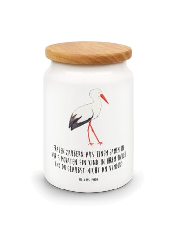 Mr. & Mrs. Panda müslidose Storch mit Spruch in Weiß