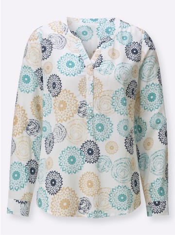 WITT WEIDEN Langarm-Bluse in ecru-ozean-bedruckt