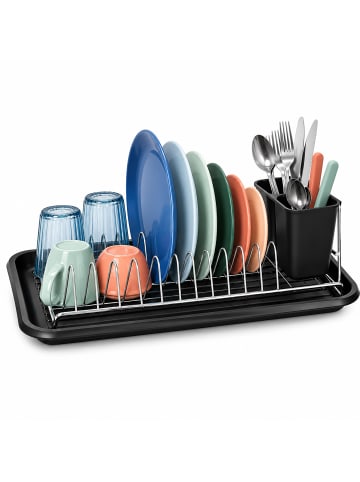relaxdays Abtropfgestell in Schwarz/ Silber - (B)43 x (H)13 x (T)23 cm