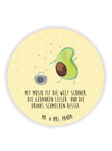 Mr. & Mrs. Panda whiteboardmagnet Avocado Tanzen mit Spruch in Gelb Pastell
