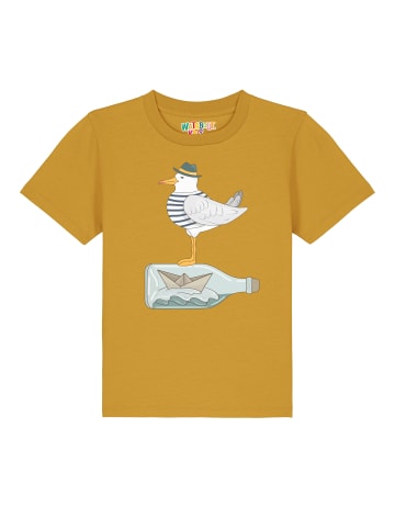 wat? Apparel T-Shirt Möwe mit Hut in Ocker