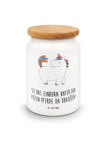 Mr. & Mrs. Panda Leckerlidose Einhorn Stolzieren mit Spruch in Weiß