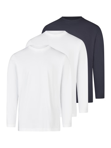 Ragman Langarmshirt Basic in Weiß / dunkelblau
