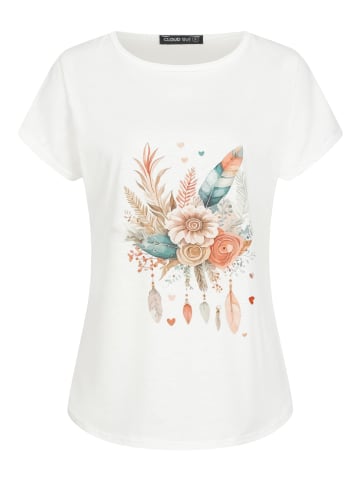 Cloud5ive Cloud5ive Viskose T-Shirt mit Traumfänger-Blumen Print in white