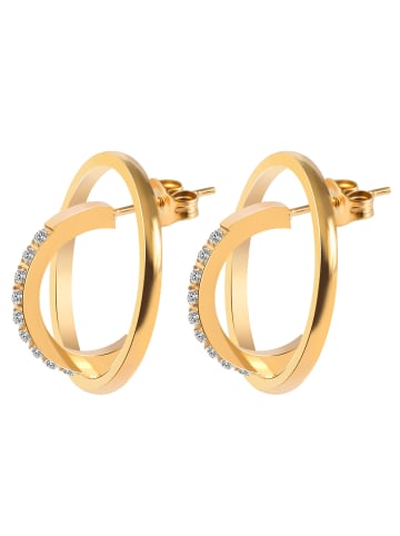 Adeliás Damen Ohrringe – Ohrstecker aus Edelstahl mit Strass Steinchen in gold
