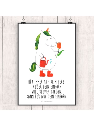 Mr. & Mrs. Panda Poster Einhorn Gärtner mit Spruch in Weiß